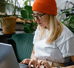 young woman using a laptop